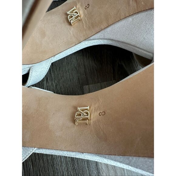 Badgley Mischka Caia 125MM Satin Platform Sandals in White Crepe US 8 $245 - Picture 10 of 10